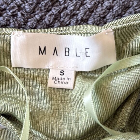 Mable Sage Green Strappy Ruched Midi Dress Small Crisscross Draped Front - Picture 3 of 9